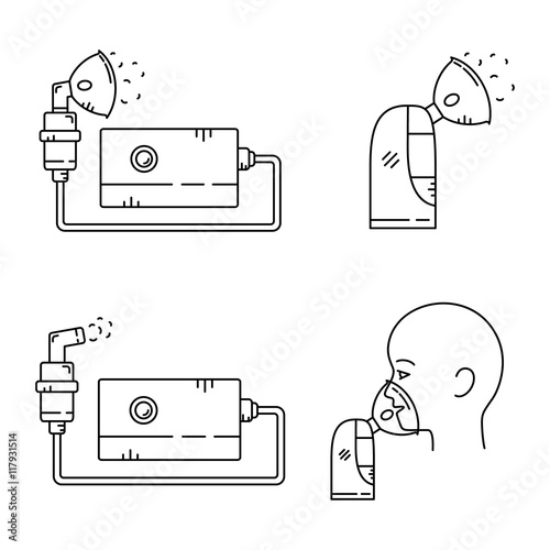 Vector set of nebulizers of different types.Vector illustration.