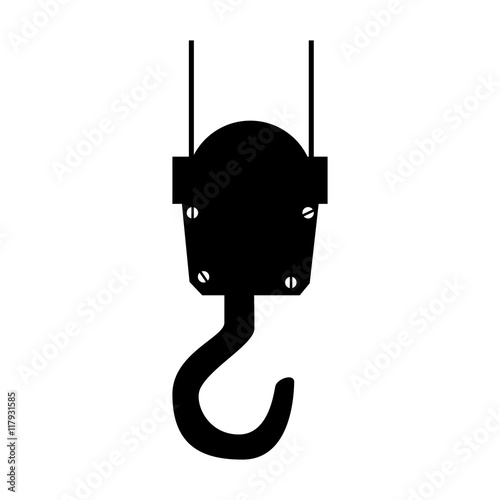 hook crane hang pull metal equipment work industry construction vector graphic isolated illustration