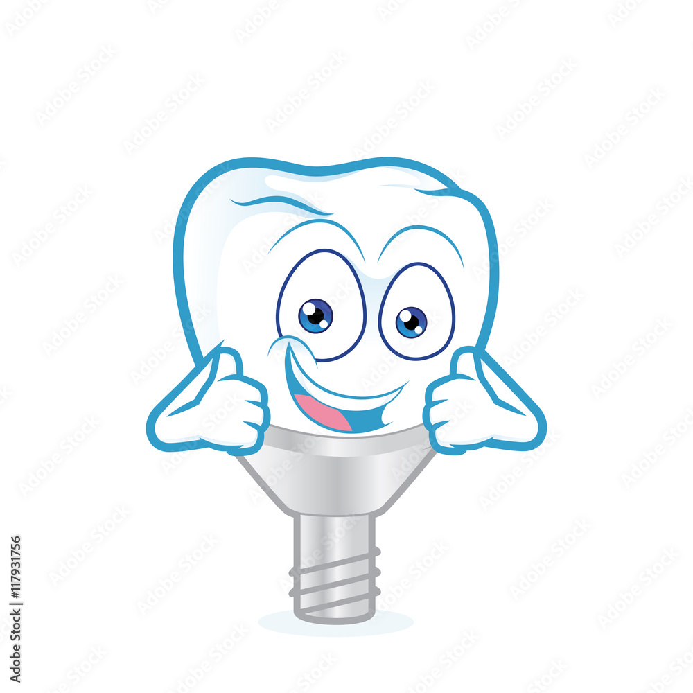 Tooth implant giving two thumbs up