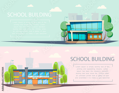 School building . Cartoon and flat style of architecher.