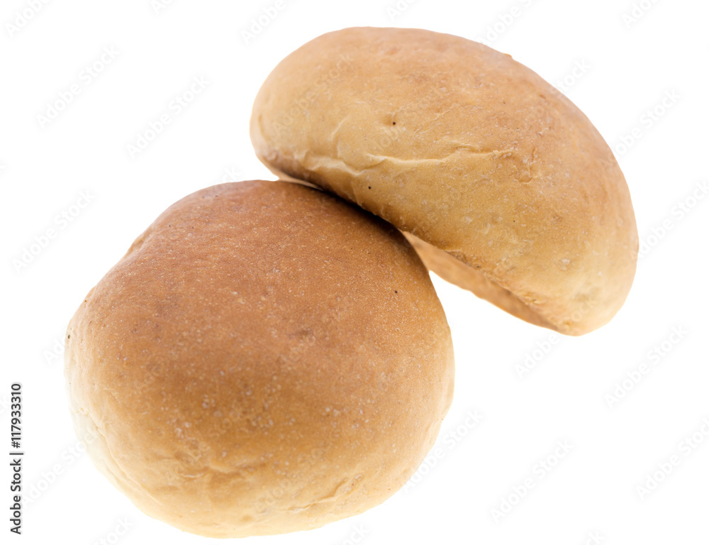 round wheat bread isolated on white background