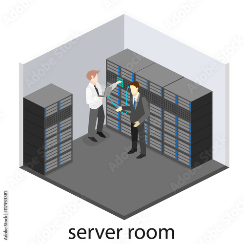 isometric interior of server room.