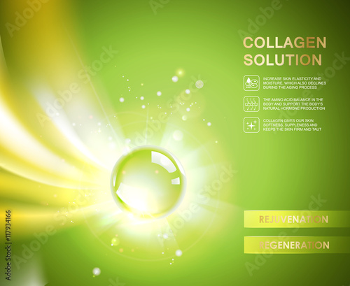 Oxygen bubble of hyaluronic acid for moisturizing collagen design. Vector illestration.