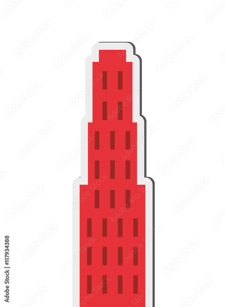 flat design single tall building icon vector illustration