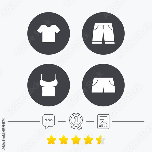 Clothes signs. T-shirt and pants with shorts.