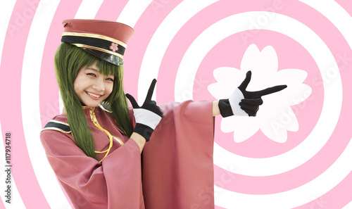 Japan anime cosplay , pink cosplay set photo