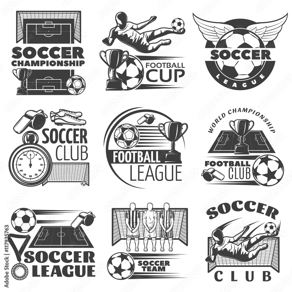 Obraz premium Soccer Black White Emblems