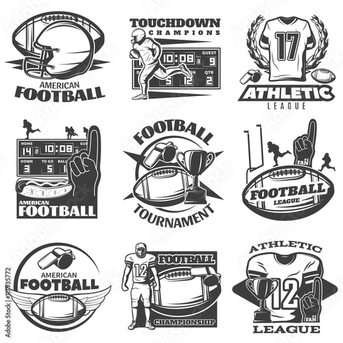 American Football Black White Emblems photo