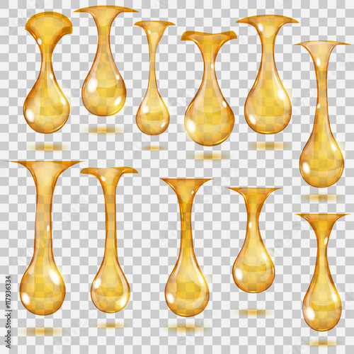 Transparent hanging drops. Transparency only in vector file
