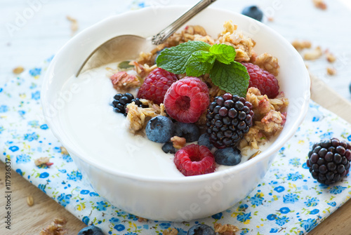 Yogurt with Granola and fresh berries
