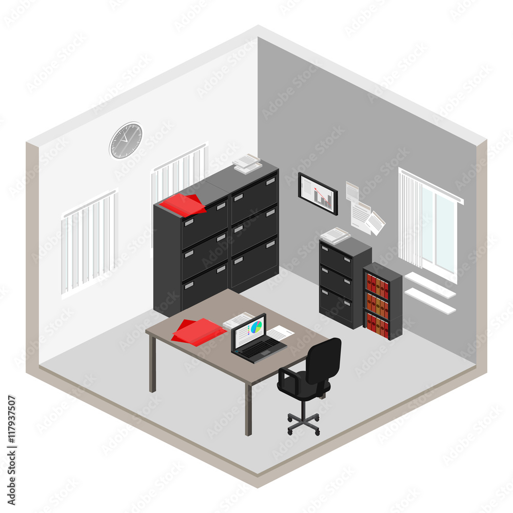 isometric abstract office floor interior departments concept vector. isometric abstract office floor interior departments concept vector.