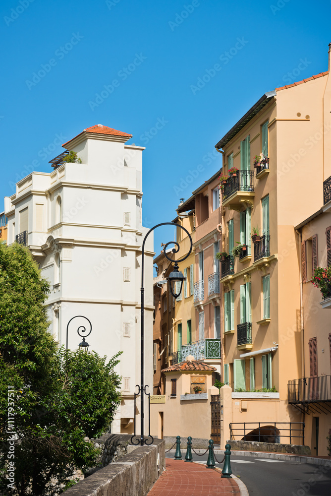 Streets and buildings in old town Monaco