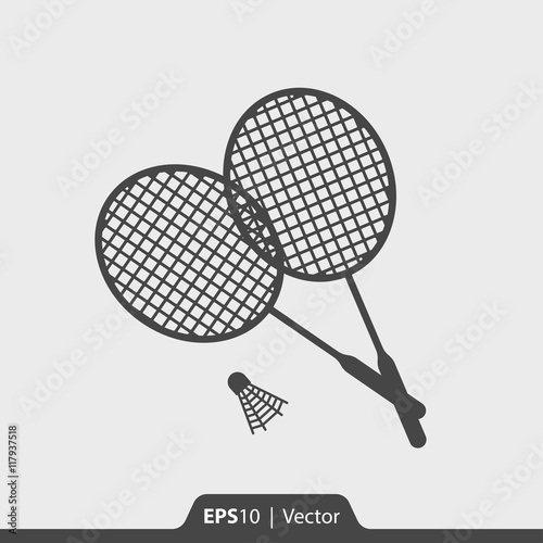 Badminton rackets with shuttlecock vector icon for web and mobil