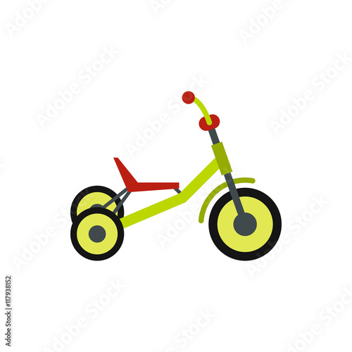 Tricycle icon in flat style isolated on white background. Sport symbol