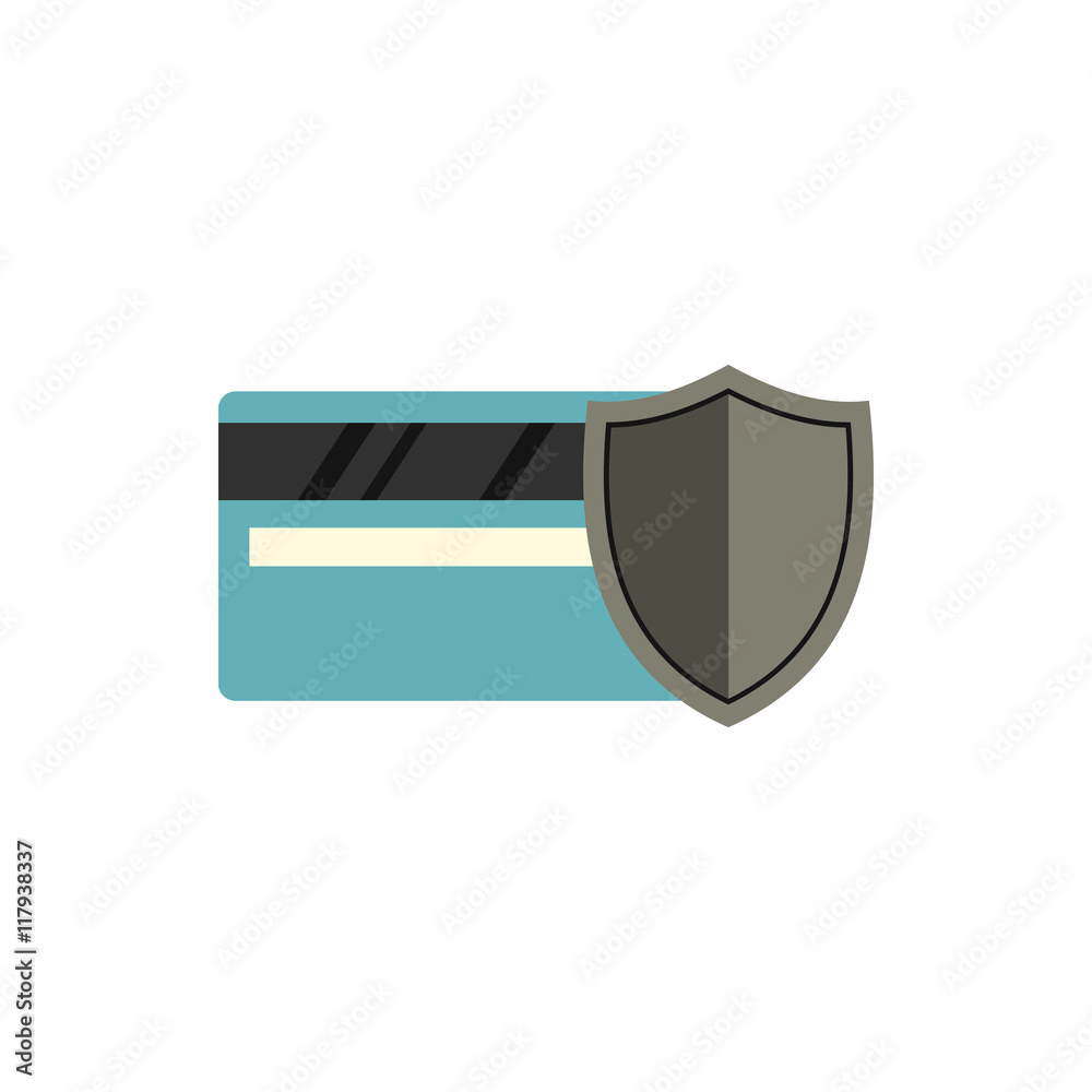 Protection of a plastic card icon in flat style isolated on white background. Security symbol Protection of a plastic card icon in flat style isolated on white background. Security symbol
