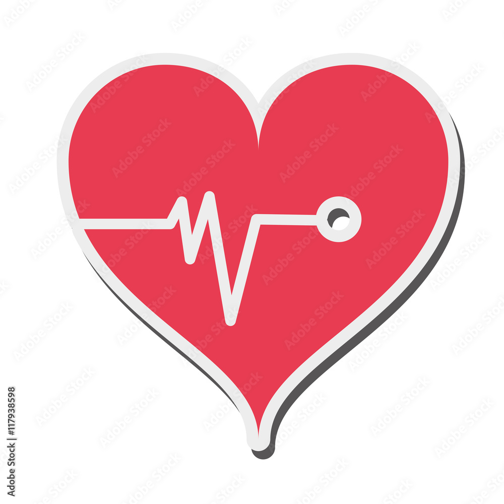 flat design heart cardiogram icon vector illustration