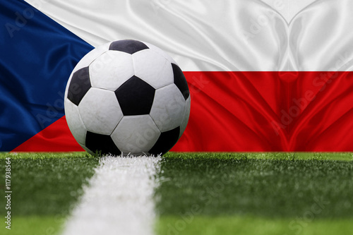 Czech Republic soccer ball against Czech Republic flag