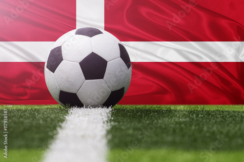 Denmark soccer ball against Denmark flag