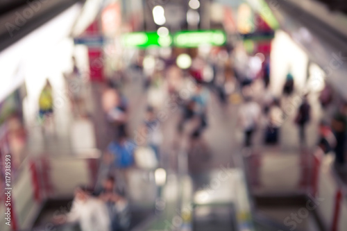 Abstract blurred background many of people walking and standing