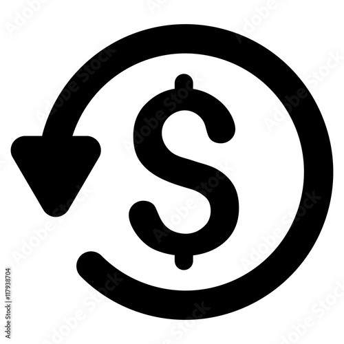 Refund icon. Vector style is flat iconic symbol with rounded angles, black color, white background.
