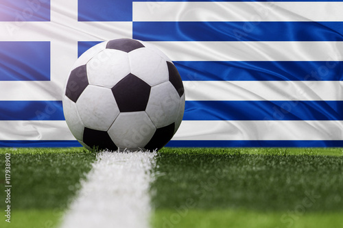 Greece soccer ball against Greece flag