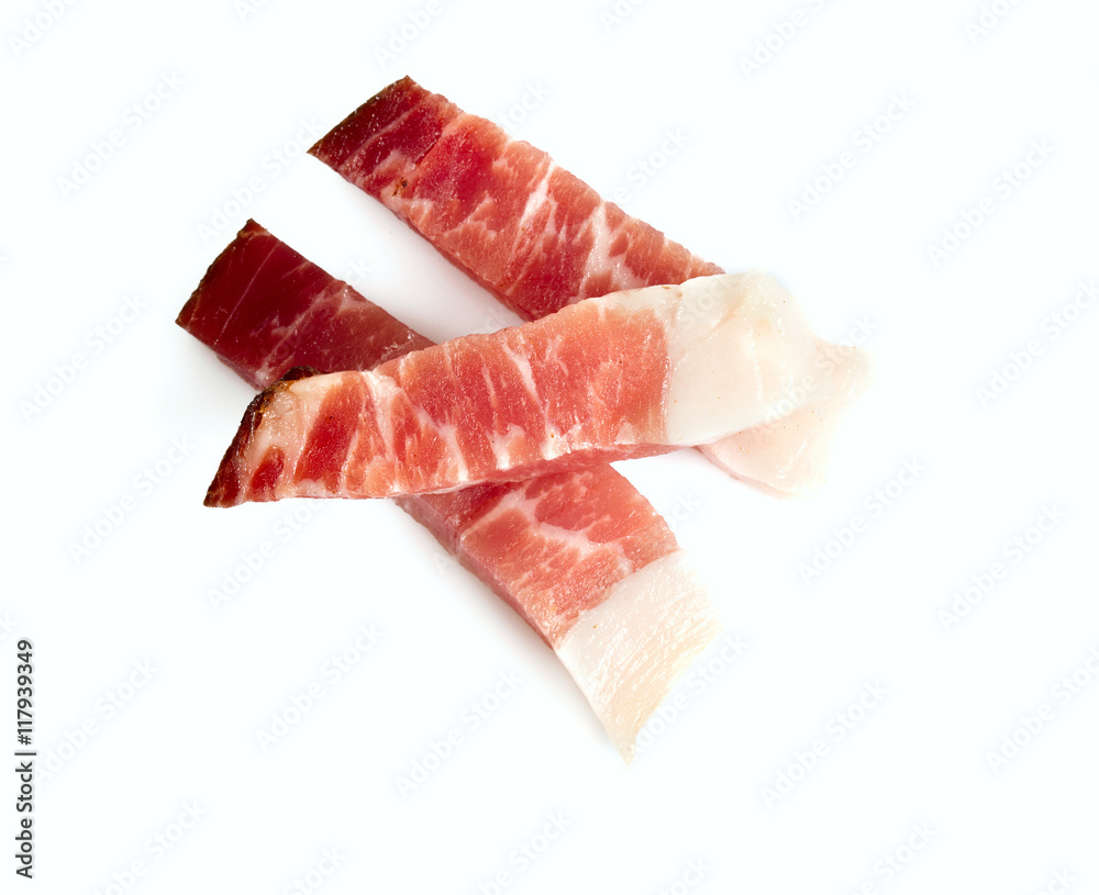 italian speck isolated on white background