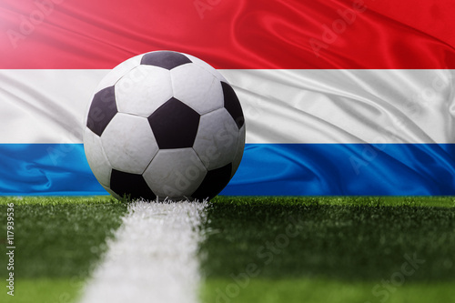 soccer ball against Luxembourg flag