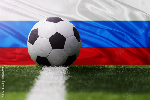 soccer ball against Russia flag