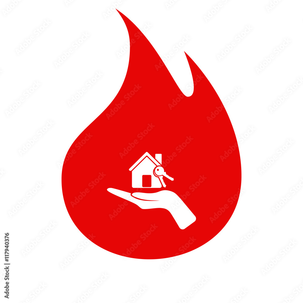 Flat paper cut style icon of home and keys Flat paper cut style icon of home and keys