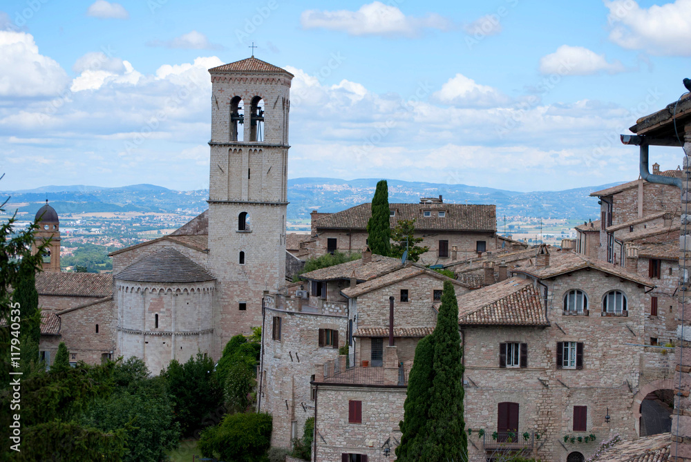 The Church and Castle at St. Francis of Assisi in Italy