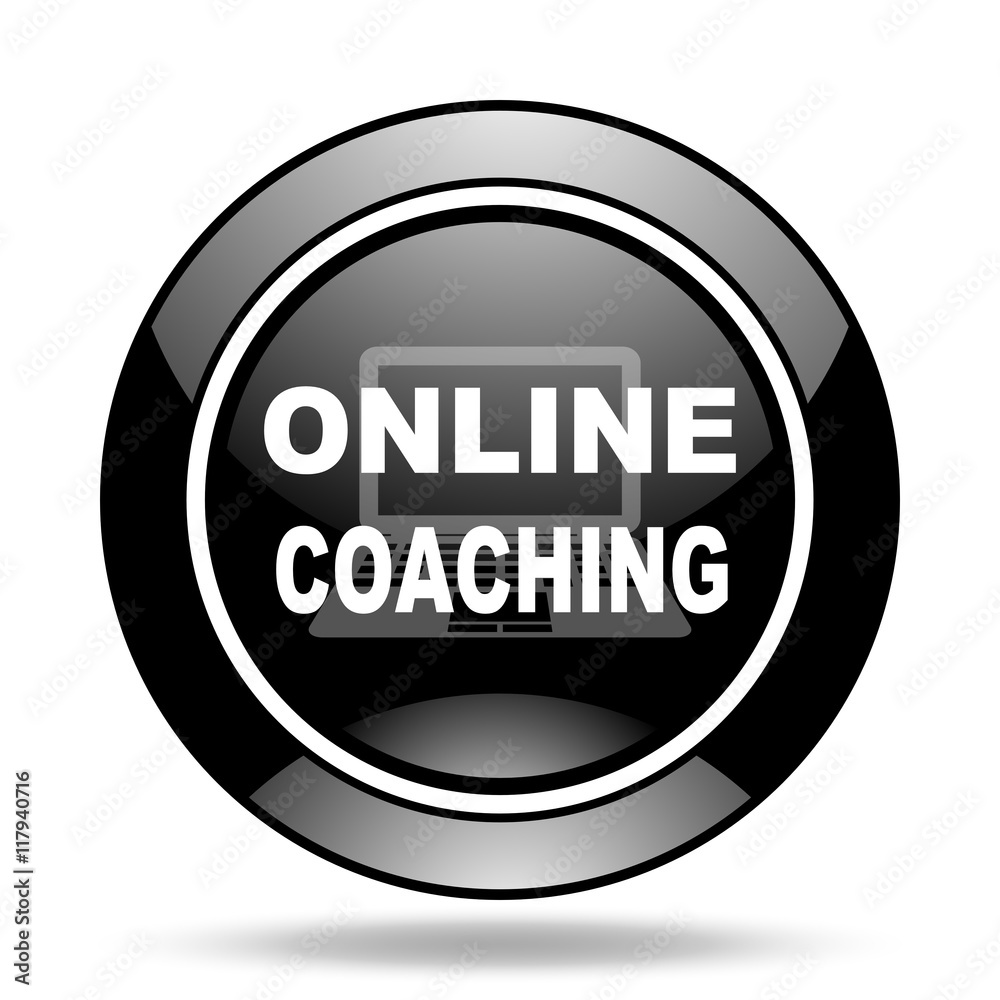 online coaching black glossy icon