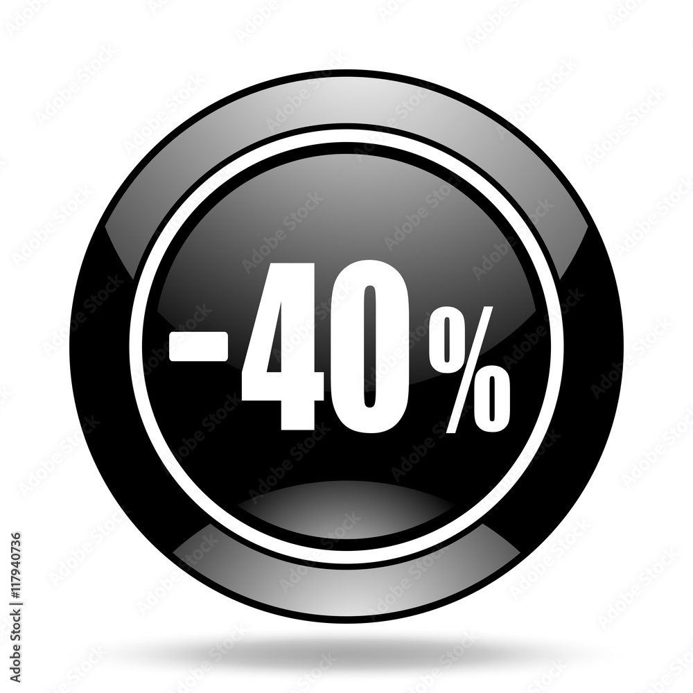 40 percent sale retail black glossy icon 40 percent sale retail black glossy icon