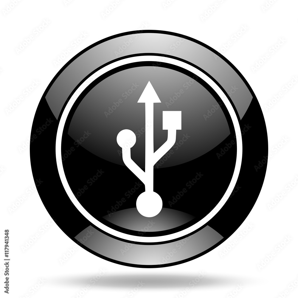 usb black glossy icon usb black glossy icon