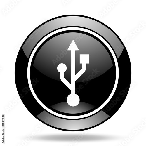 usb black glossy icon