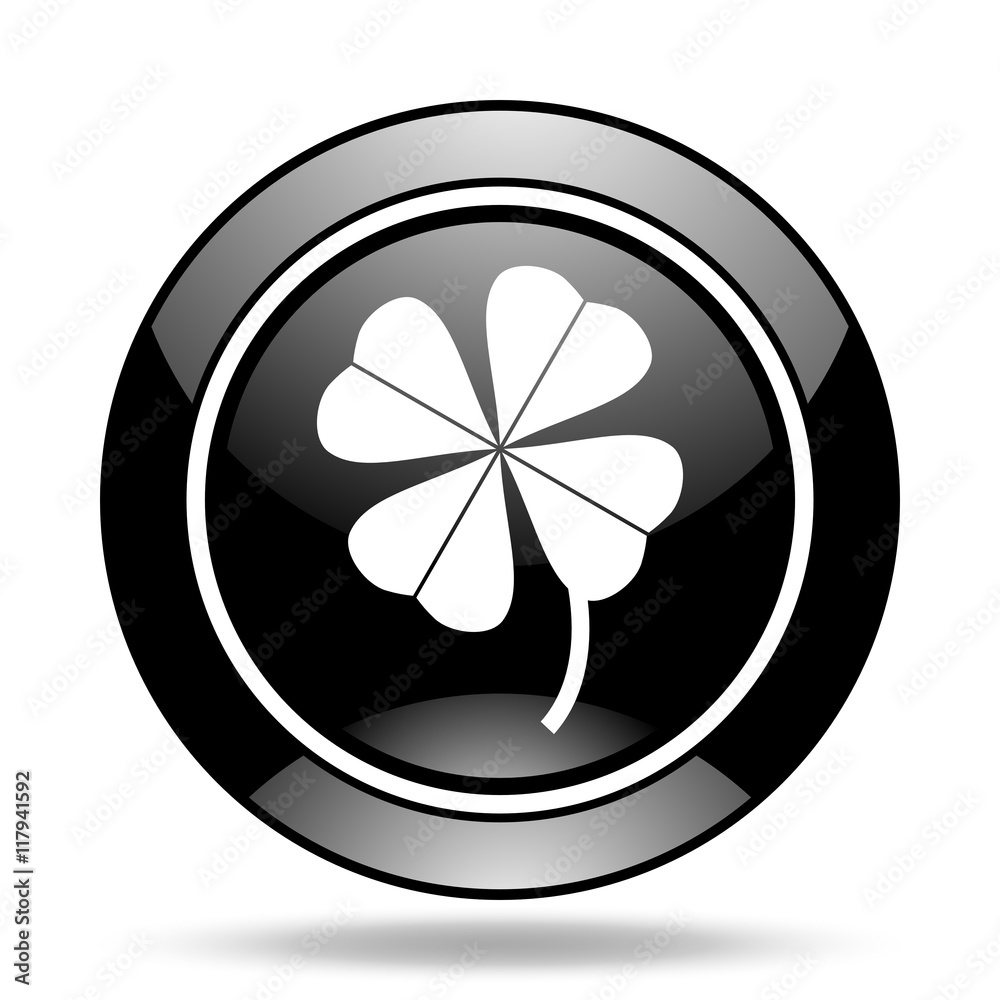 four-leaf clover black glossy icon four-leaf clover black glossy icon