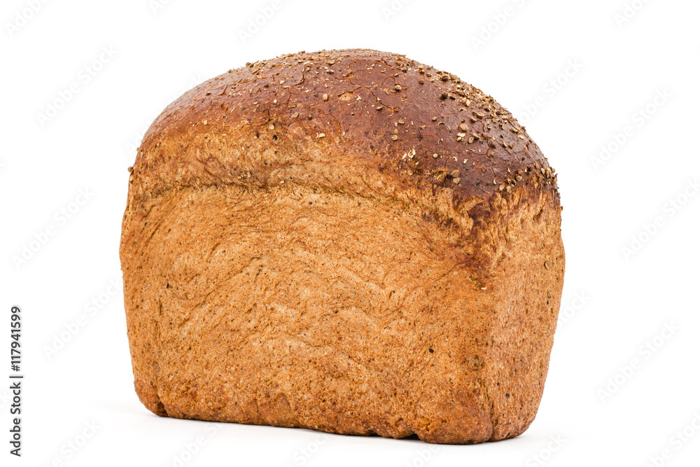 Bread with appetizing crunchy crust, isolated on white backgroun Bread with appetizing crunchy crust, isolated on white backgroun