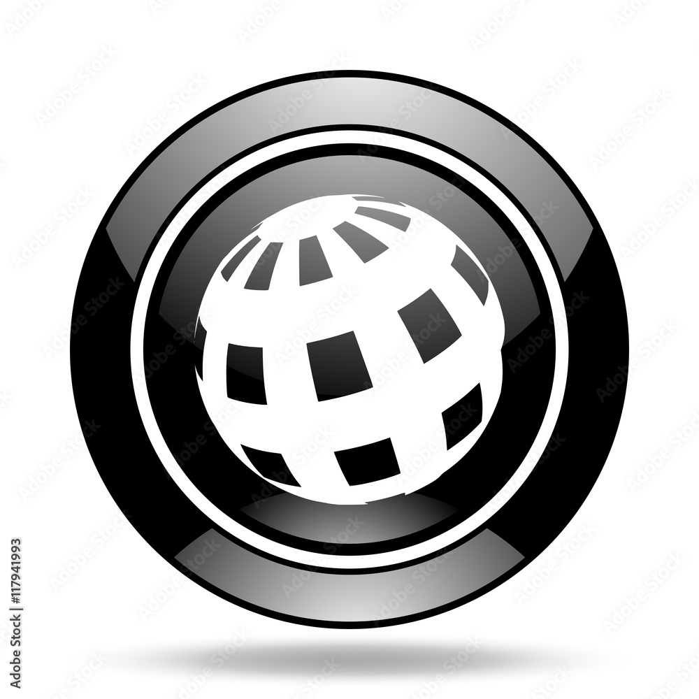 earth black glossy icon