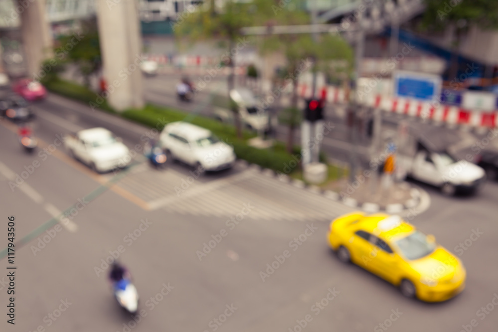 Blurry of trafficBlurry of traffic jam on the city street in Ban