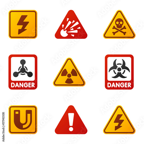 Danger warning attention sign icons