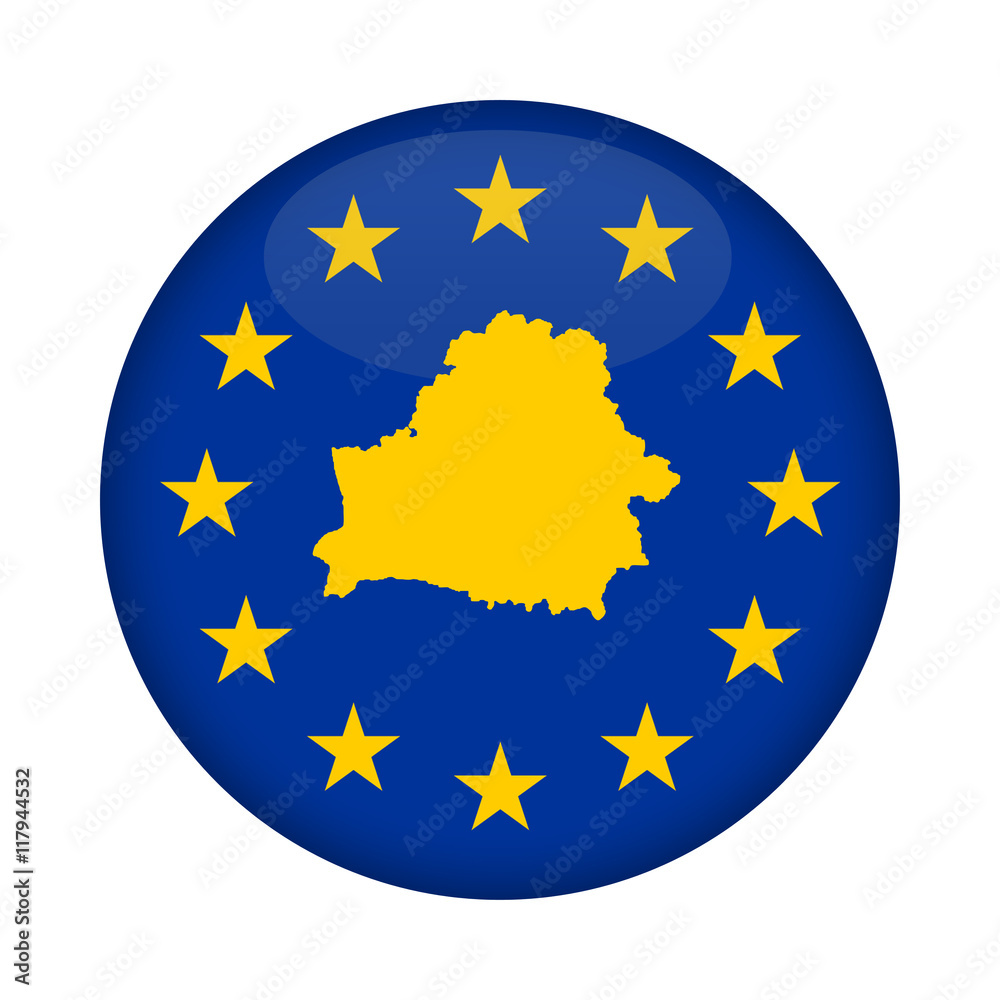 Belarus map European Union flag button Belarus map European Union flag button