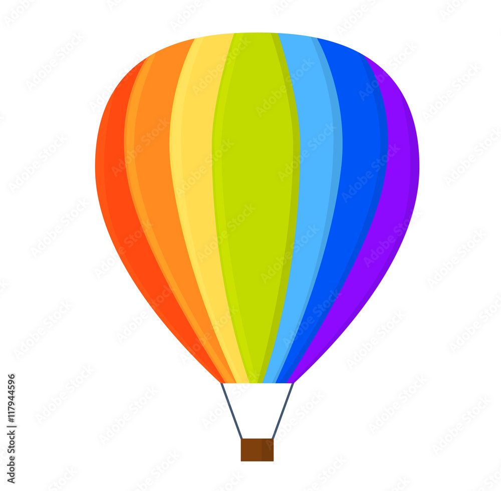 Fototapeta premium Illustration aerostats flat icons cartoon graphic. Modern balloon aerostat transport sky hot fly adventure journey and old vector air ballon travel transportation flight airship.