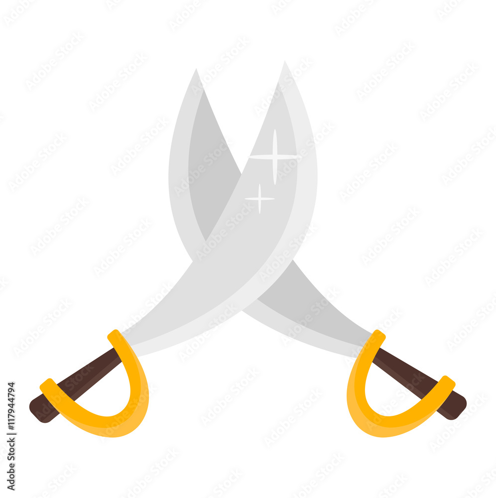 Katana japanese crossed sword traditional weapon and japanese crossed  metallic swords knife. Japanese crossed swords icon cartoon vector  illustration on white background.