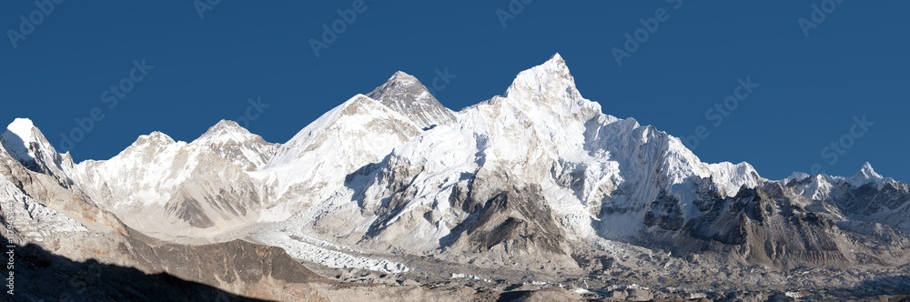 panoramic view of Mount Everest with beautiful sky