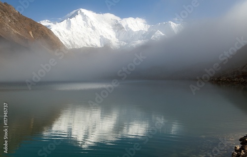View of mount Cho Oyu mirroring in Gokyo lake © Daniel Prudek