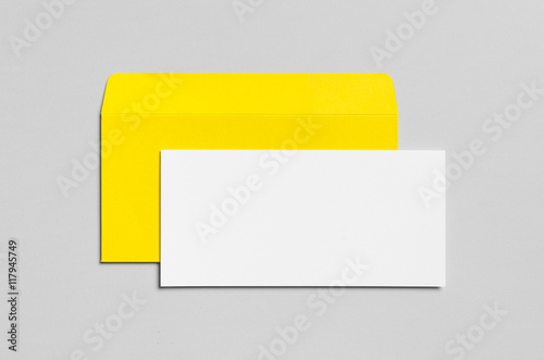 Quadro em tela Branding / Stationery Mock-Up - Yellow & White - DL Envelope, Compliments Slip (
