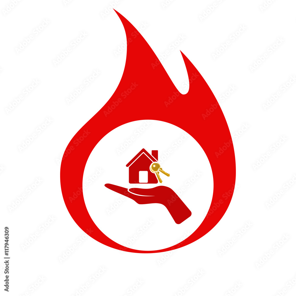 Flat paper cut style icon of home and keys Flat paper cut style icon of home and keys