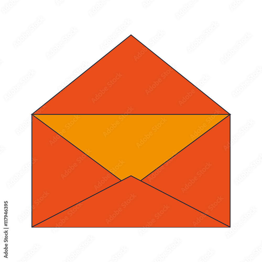 flat design open envelope icon vector illustration