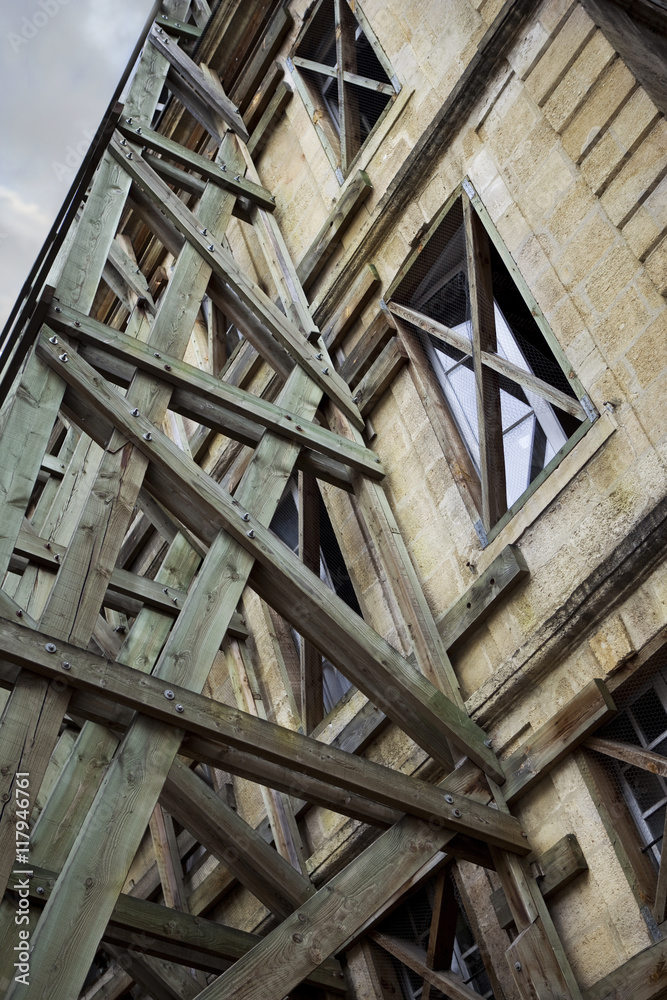 Wooden structure and old house Wooden structure and old house