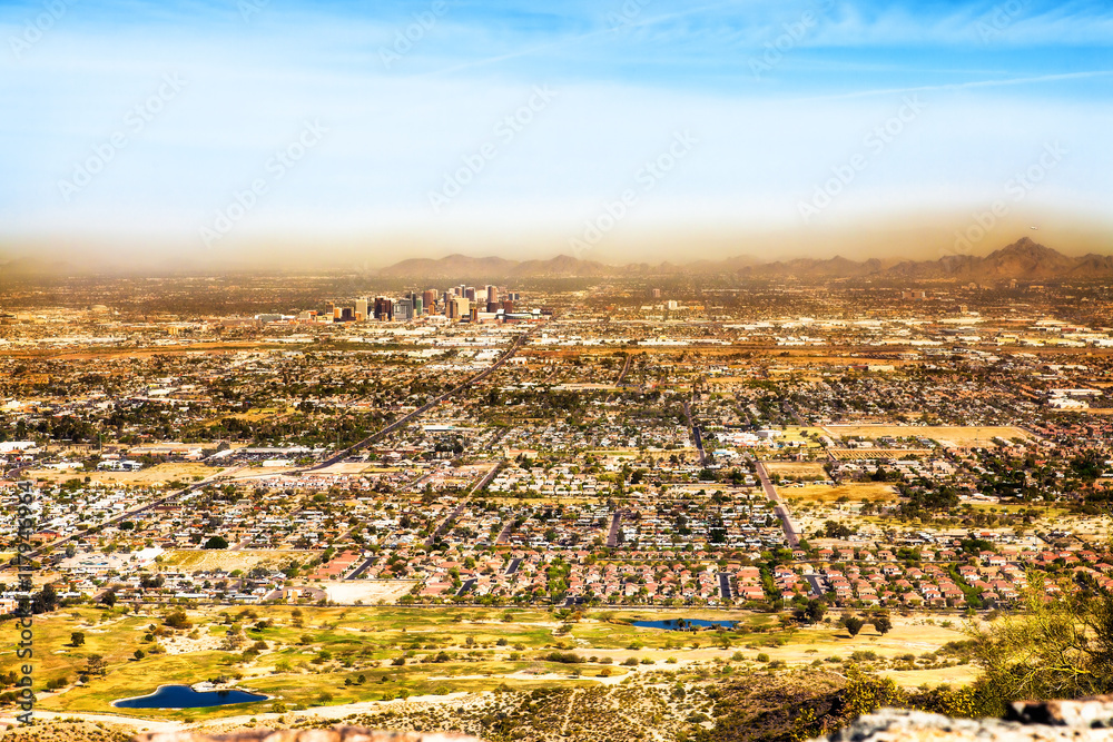 Skyline View of Phoenix Arizona From South Mountain