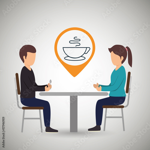 couple sitting dinner vector illustration eps 10